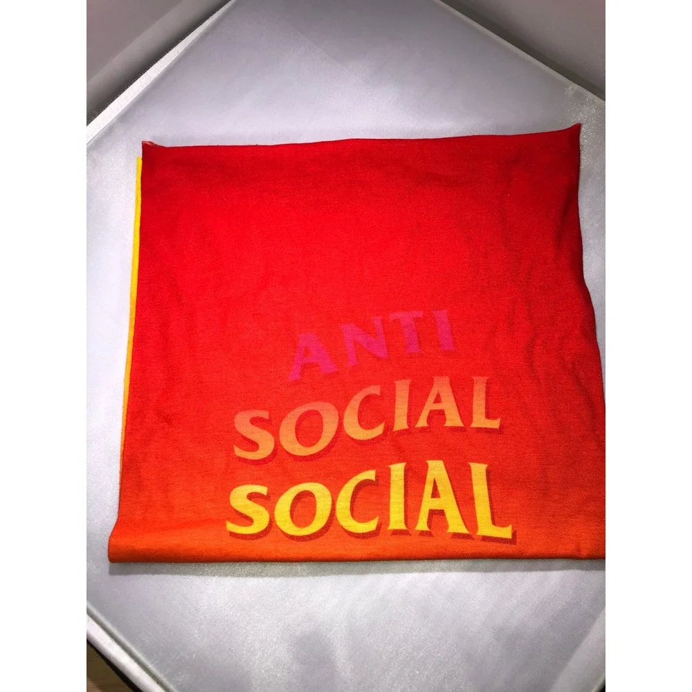 Anti Social Social Club Face Shield Red Orange Ombre Logo Neck Gaiter Mask